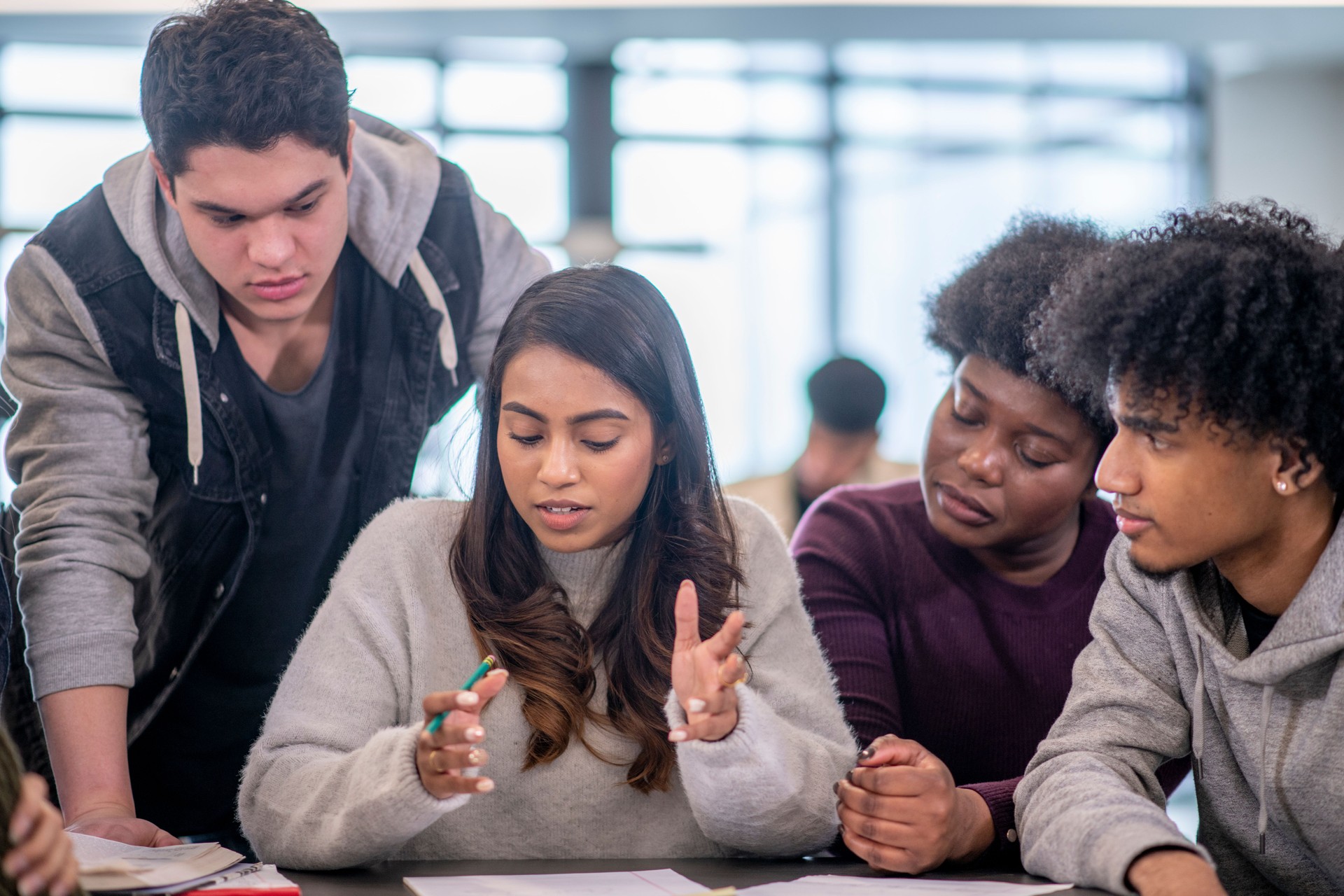 Multi-Ethnic Post Secondary Group Project stock photo